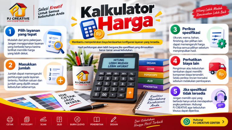 Cara Menggunakan Kalkulator Harga PJ CREATIVE